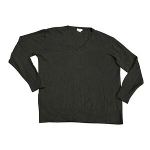 Club Monaco Mens Cashmere V-Neck Sweater Olive Green Large L Pullover
